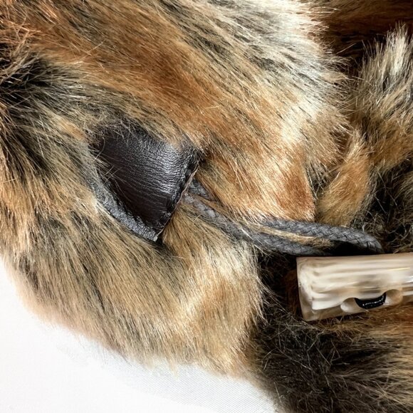 Donna Salyers fabulous furs neck scarf/wrap Brown Beige - Picture 5 of 6